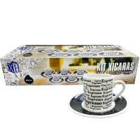 JOGO DE XICARAS CAFE 85ML C/PIRES C/12PÇS XH1901